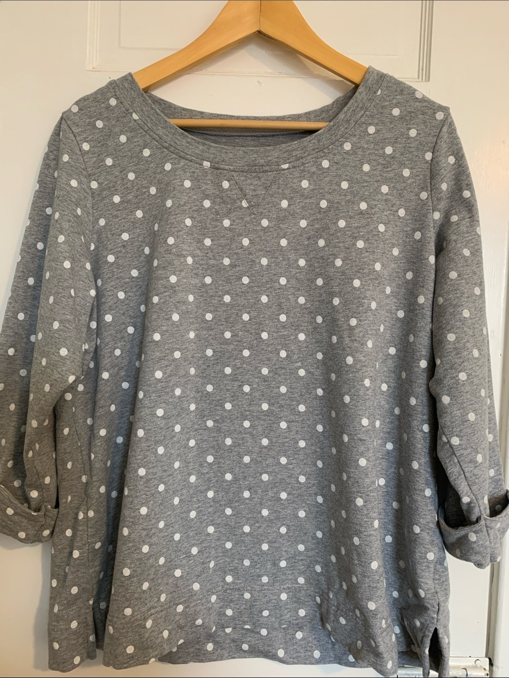 Karen Scott| Grey Polka Dot Sweatshirt